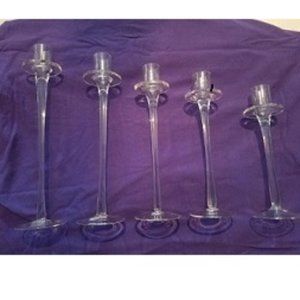 NEW International Silver Company Blown Glass  Set of 5 Candlestick Holders